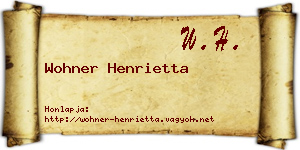 Wohner Henrietta névjegykártya