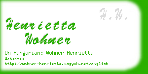 henrietta wohner business card